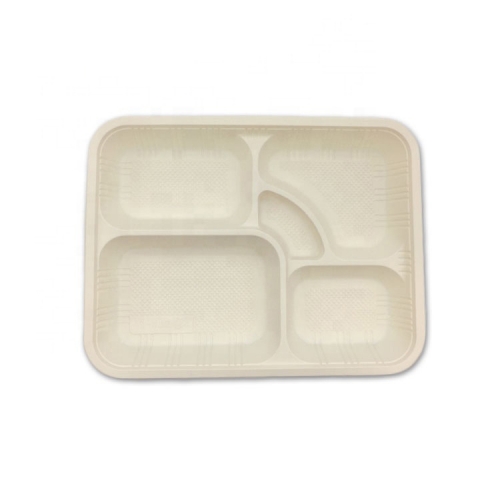 Vassoio usa e getta di amido di mais biodegradabile Eco Lunch Food con coperchio