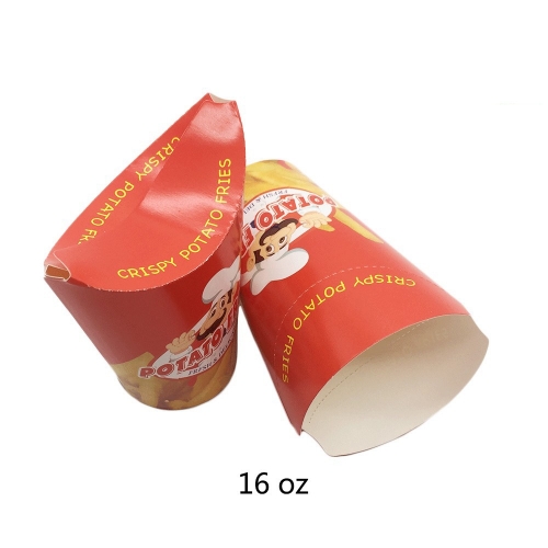 Bicchiere di carta monouso per patatine fritte Kraft con logo personalizzato da 16 once