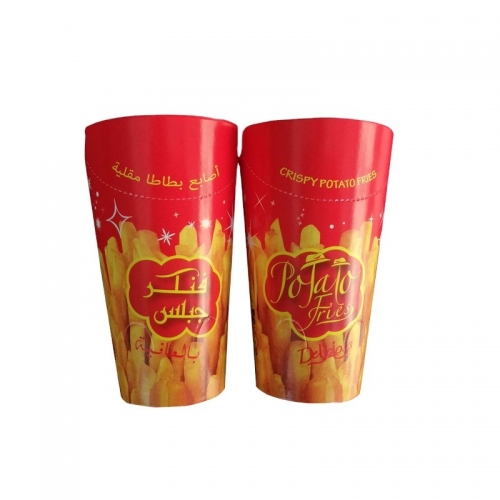 Bicchieri di carta personalizzati ecologici per patatine fritte Contenitore per alimenti monouso colorato