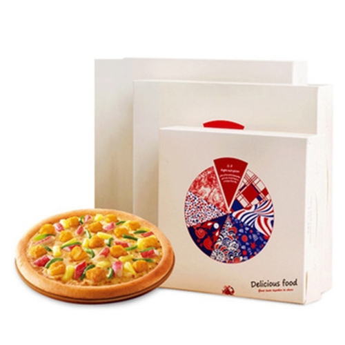 Scatole per pizza rettangolari in cartone bianco stampato OEM di nuovo design