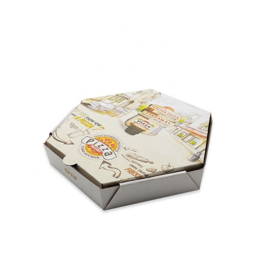scatola per pizza design personalizzato stampato esagonale Scatola per pizza di alta qualità