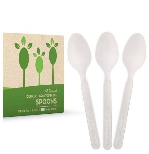 Cucchiaio PLA monouso biodegradabile completamente compostabile da 5 pollici per alimenti