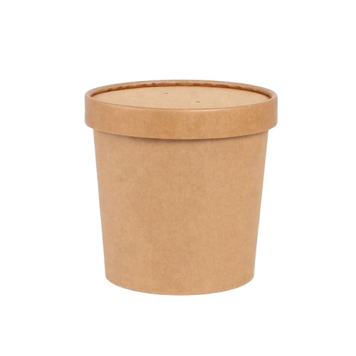 12 once biodegradabile contenitore per alimenti tazza di zuppa di carta bianca con coperchio di carta