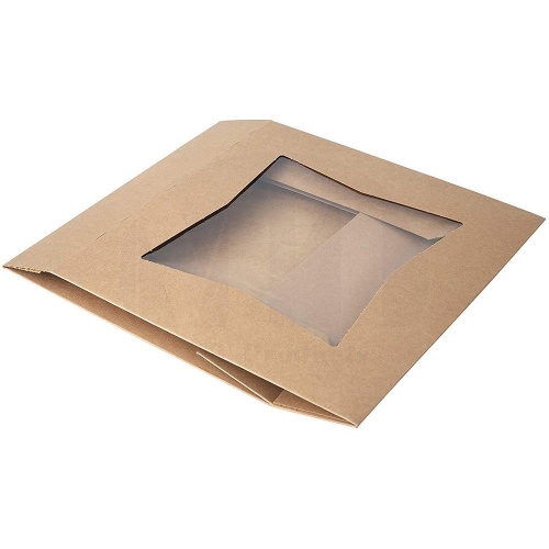 Scatola d'imballaggio per alimenti a rapida preparazione Scatola per dolci in carta kraft marrone personalizzata con finestra