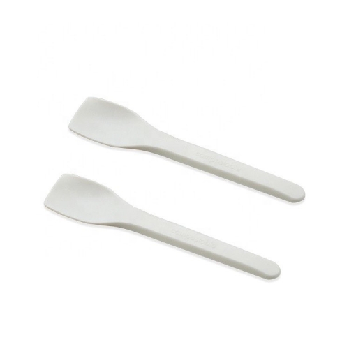Mini cucchiaio per gelato usa e getta bianco da 4 pollici Alternativa biodegradabile al 100% alla plastica