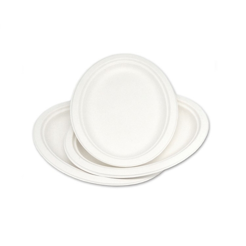 Piatto ovale da ristorante biodegradabile da asporto piatto in carta di canna da zucchero