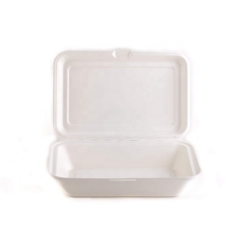 scatola a conchiglia di canna da zucchero 7 * 5 pollici bagassa biodegradabile estrarre il contenitore per alimenti