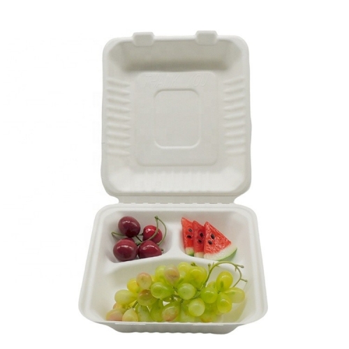 scatola portatile biodegradabile per stoviglie di canna da zucchero