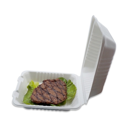 Contenitore per alimenti monouso biodegradabile in polpa di bagassa a conchiglia per il pranzo per ristorante