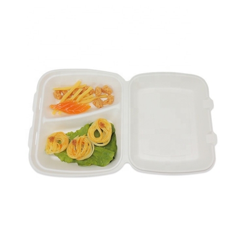 scatola per il pranzo monouso per alimenti in baggase di canna da zucchero degradabile al 100% per microonde