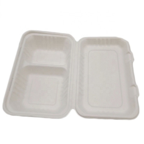 Borsa a scomparti per contenitori per alimenti in canna da zucchero per imballaggio ecologico 2asse scatola