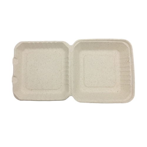 Contenitore per alimenti da asporto rettangolare in bagassa biodegradabile monouso per fast food
