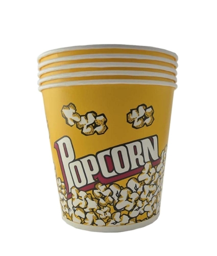 Bicchiere di carta per popcorn da 46 OZ per uso alimentare con coperchio a cupola