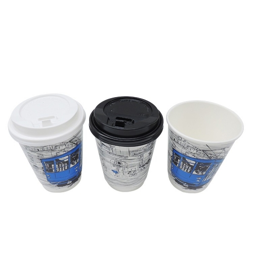 Fornitore della Cina Nuovi disegni di tazze da caffè in carta a doppio isolamento con coperchi