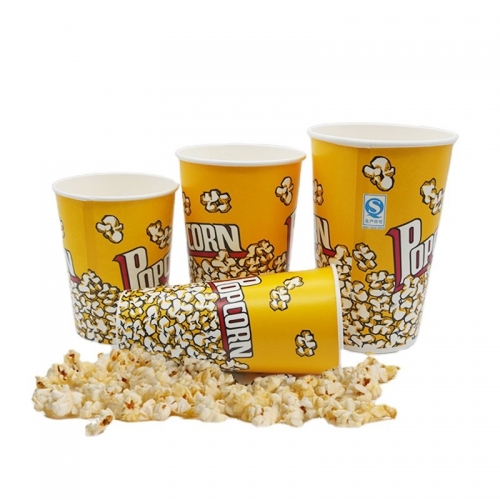 Coppa per popcorn in carta ecologica di grandi dimensioni gialla da 64 once