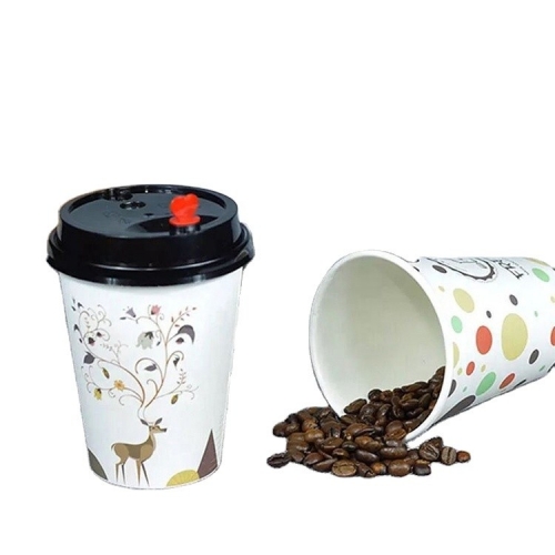 Tazza di carta da caffè da 10 once con design personalizzato ECO con coperchio