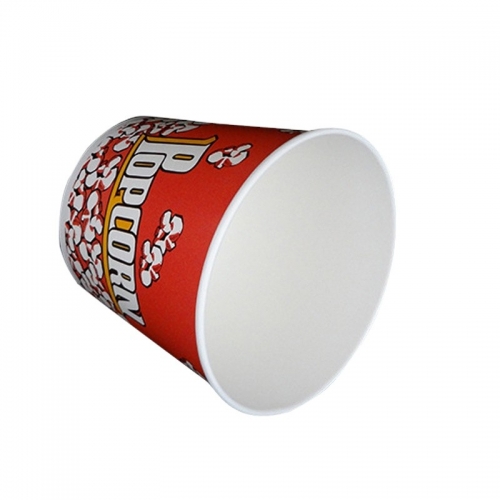 Contenitore di popcorn rivestito di pe con contenitore di carta per pop corn stampato monouso rosso