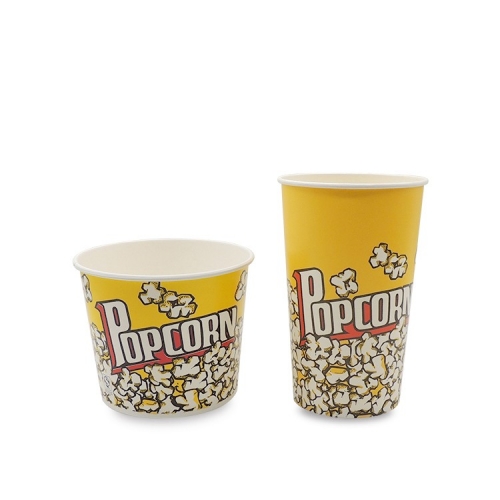 Secchio per popcorn stampato personalizzato con tazza di carta di pollo fritto usa e getta