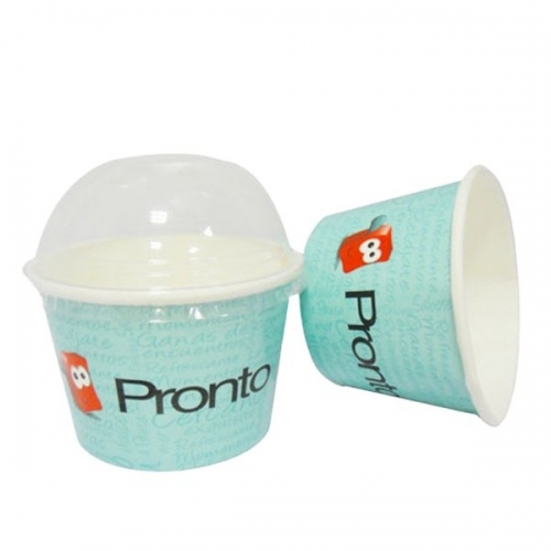Ciotole eliminabili variopinte su misura della carta del gelato del yogurt con il coperchio