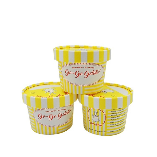 Il doppio yogurt ricoperto di PE mette a coppa il gelato riciclabile delle vaschette di carta che imballa con LiD