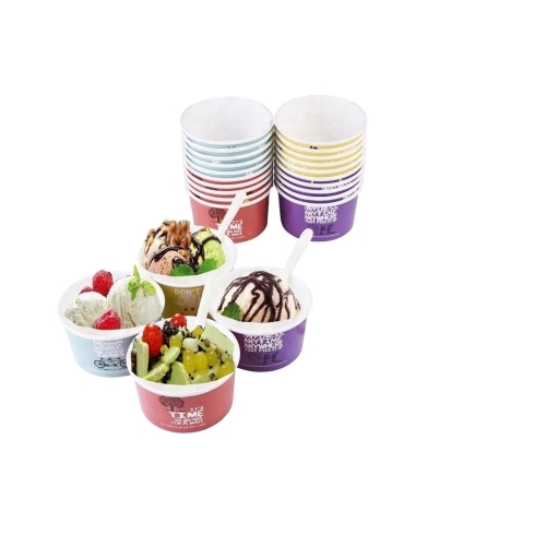 Bicchiere di carta per gelato/yogurt congelato personalizzato stampato biodegradabile