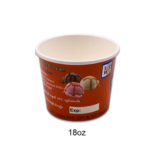 Contenitore per gelato in carta personalizzato usa e getta da 18 once Frozen Yogurt Cup con coperchio