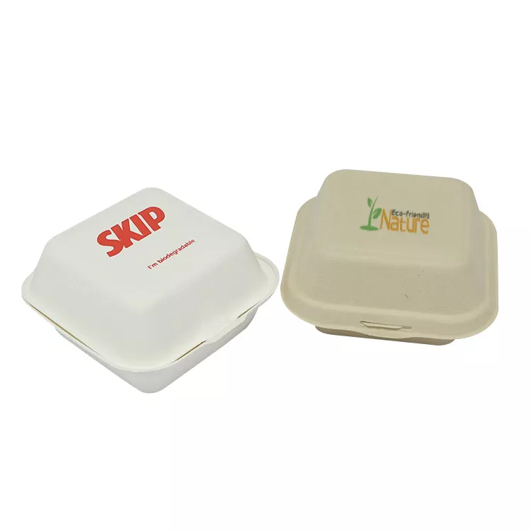 Contenitore per il pranzo da asporto usa e getta in bagassa di canna da zucchero biodegradabile di nuovo design con coperchio